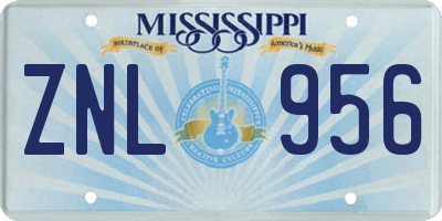 MS license plate ZNL956