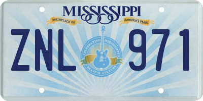 MS license plate ZNL971