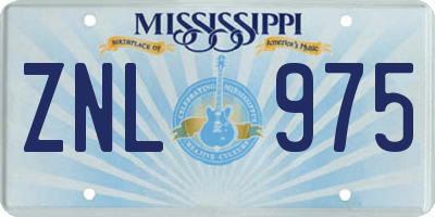 MS license plate ZNL975