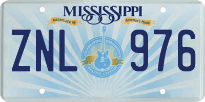 MS license plate ZNL976