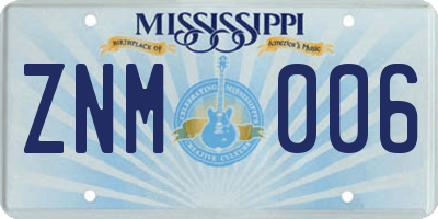 MS license plate ZNM006