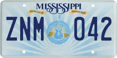 MS license plate ZNM042