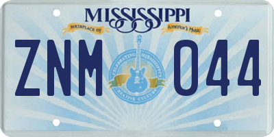 MS license plate ZNM044