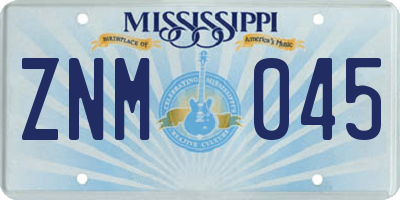 MS license plate ZNM045