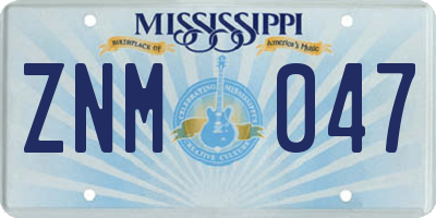 MS license plate ZNM047