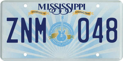 MS license plate ZNM048