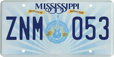 MS license plate ZNM053