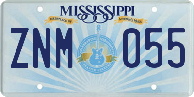 MS license plate ZNM055