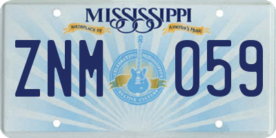 MS license plate ZNM059