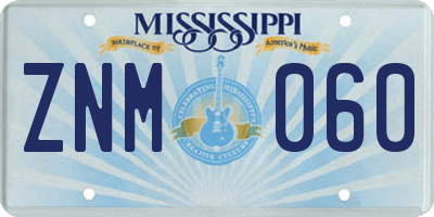 MS license plate ZNM060