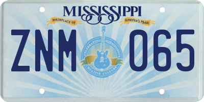 MS license plate ZNM065