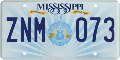 MS license plate ZNM073