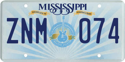 MS license plate ZNM074