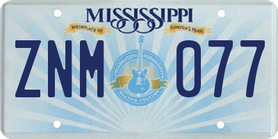 MS license plate ZNM077