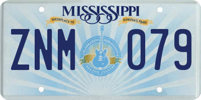 MS license plate ZNM079