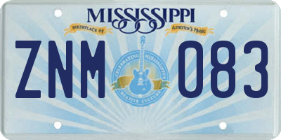 MS license plate ZNM083
