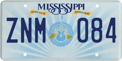 MS license plate ZNM084