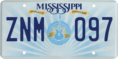 MS license plate ZNM097