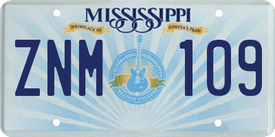 MS license plate ZNM109