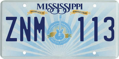 MS license plate ZNM113