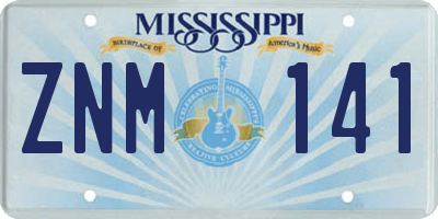 MS license plate ZNM141