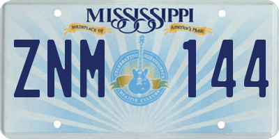 MS license plate ZNM144
