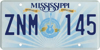 MS license plate ZNM145