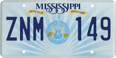 MS license plate ZNM149