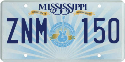 MS license plate ZNM150