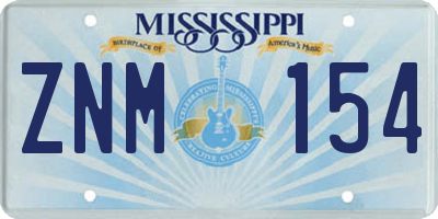 MS license plate ZNM154