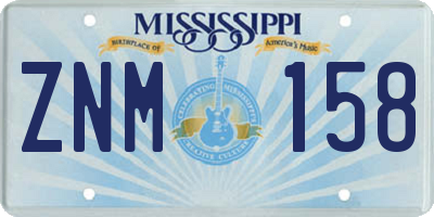 MS license plate ZNM158