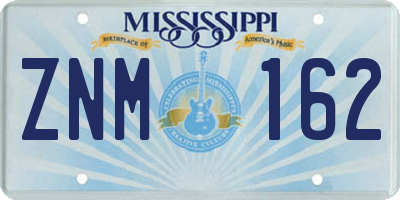 MS license plate ZNM162