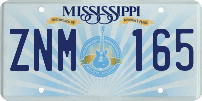 MS license plate ZNM165