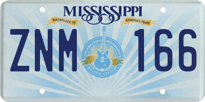 MS license plate ZNM166