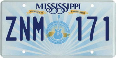 MS license plate ZNM171