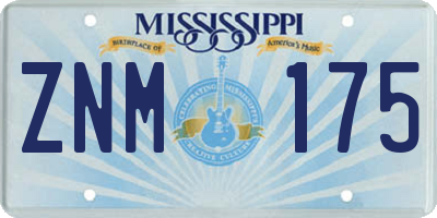 MS license plate ZNM175
