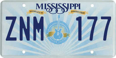 MS license plate ZNM177