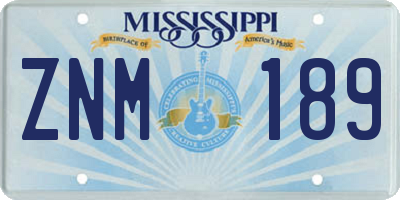 MS license plate ZNM189