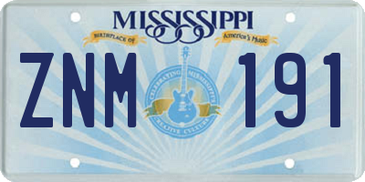 MS license plate ZNM191