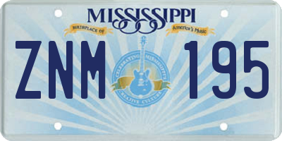 MS license plate ZNM195