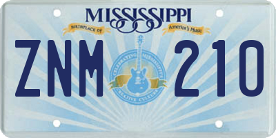 MS license plate ZNM210