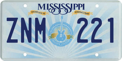 MS license plate ZNM221