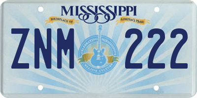 MS license plate ZNM222