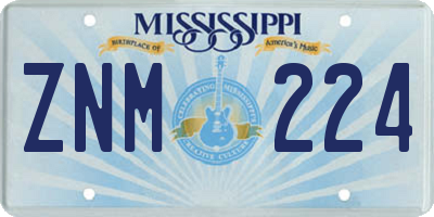 MS license plate ZNM224