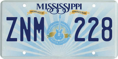 MS license plate ZNM228