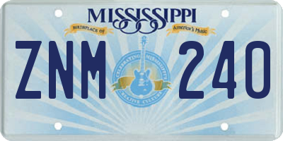 MS license plate ZNM240