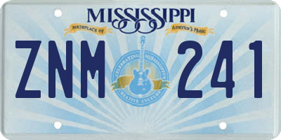MS license plate ZNM241