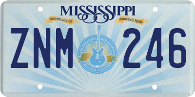 MS license plate ZNM246