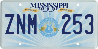 MS license plate ZNM253