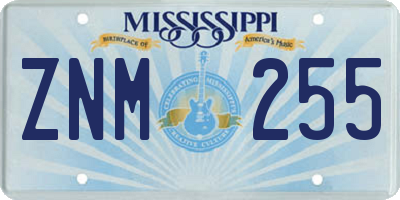 MS license plate ZNM255